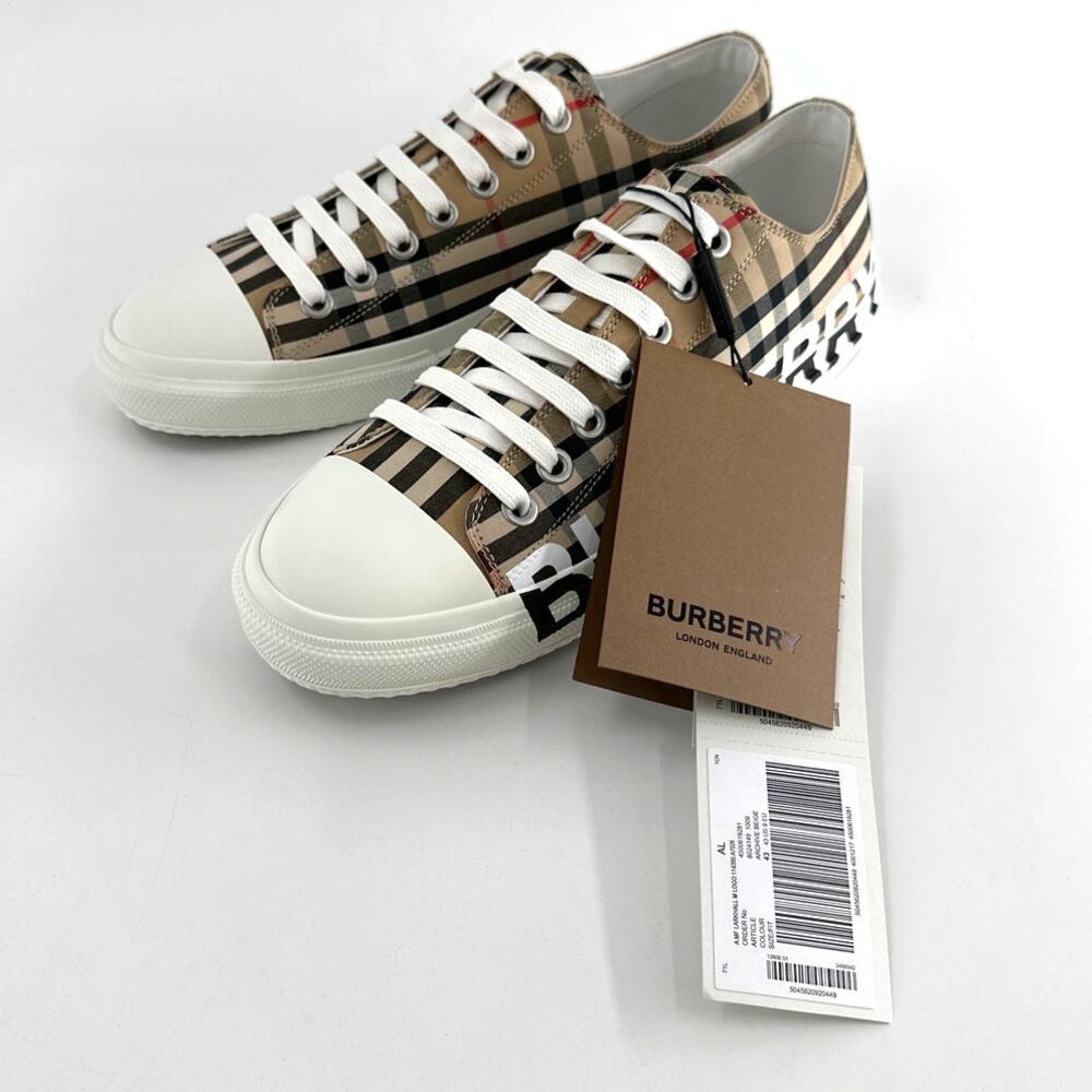 Burberry Archive Beige Logo Check Larkhall Sneakers 43/ Size 10 - Picture 8 of 14